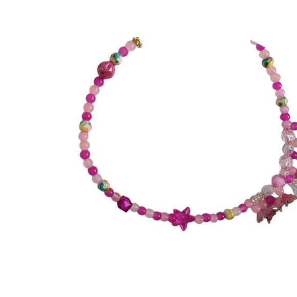 Fairy Cresant Moon Colorful Oil Confetti Glass Frosted Acrylic Beads Necklace - Picture 11 of 16